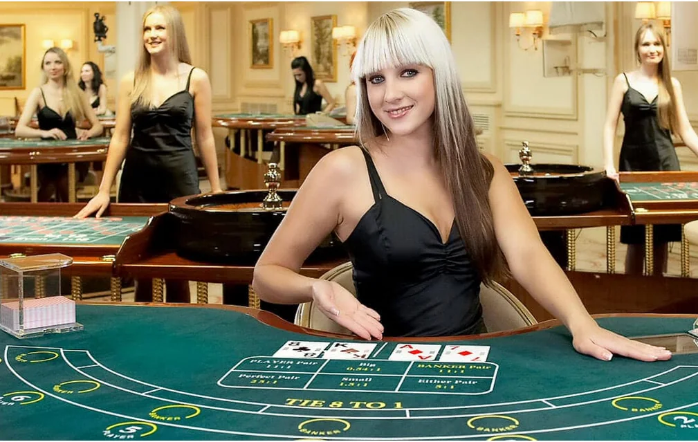 Tampilan meja dealer live untuk permainan kartu